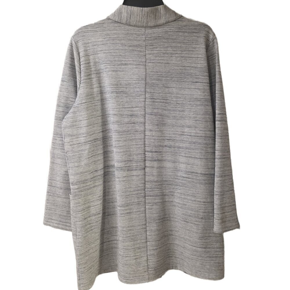 Eileen Fisher Gray Long Chevron Knit Organic Cotton Jacket-sz Large - Picture 2 of 5